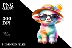 Colorful Baby Lamb with Sun Hat and Sunglasses Product Image 1