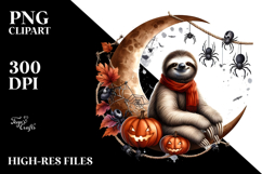 Halloween Sloth on Moon, PNG Product Image 2