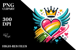 Simple Paintbrush Heart Wings PNG Product Image 2