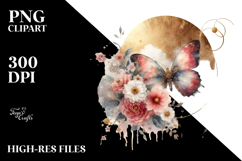 Butterfly with Flowers, Transparent PNG Product Image 2