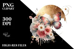 Butterfly with Flowers, Transparent PNG Product Image 2