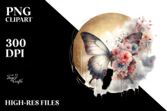 Butterfly with Flowers, Transparent PNG Product Image 2