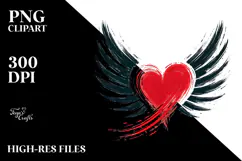 Heart with Wings Paintbrush Style PNG Product Image 2