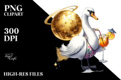 Swan with Beachwear and Cocktail, High-Res PNG Product Image 2