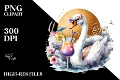 Swan with Beachwear and Cocktail, High-Res PNG Product Image 2
