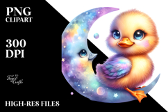 Colorful Baby Duck on Moon PNG Product Image 2