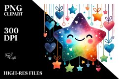 Smiling Star with Hanging Hearts, Transparent PNG Product Image 2