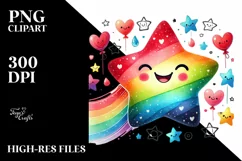 Smiling Star with Hanging Hearts, Transparent PNG Product Image 2