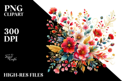 Colorful Red Flowers with Gold Insertions PNG Product Image 2