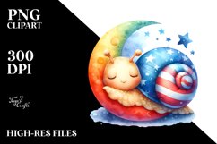 Colorful Baby Moon Snail Watercolor Clipart Product Image 1