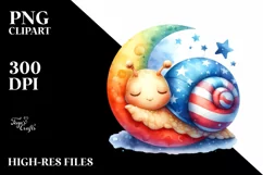Colorful Baby Moon Snail Watercolor Clipart Product Image 1