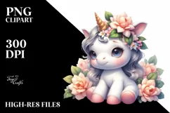 Watercolor Baby Unicorn Gardenia Product Image 1