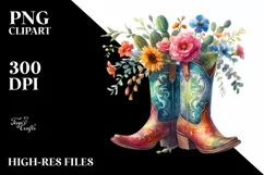 Watercolor Cowboy Boots Flower Pot Sticker Product Image 3