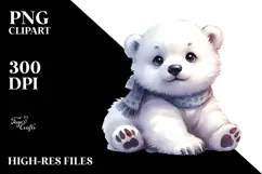 Cute Baby Polar Bear PNG Product Image 2