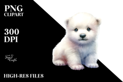 Digital Cute Baby Polar Bear PNG Product Image 2