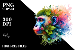 Vibrant Monkey with Flowers PNG Product Image 2