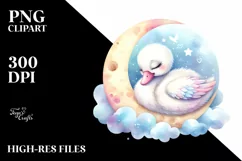 Colorful Baby Swan Sleeping on the Moon Product Image 1