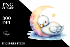 Colorful Baby Swan Sleeping on the Moon Product Image 1