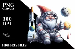 Gnome in Cosmonaut Suit on Moon | Sublimation | Clipart Product Image 3