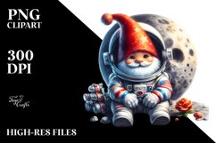 Gnome in Cosmonaut Suit on Moon | Sublimation | Clipart Product Image 1
