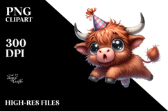 Watercolor Cow with Party Hat, High-Res PNG Product Image 2