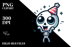 Cute Skeletton with Birthday Hat PNG Product Image 2