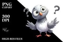 Watercolor Funny Dove | Goofy Smile Clipart Product Image 2