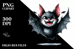 Funny Halloween Bat Watercolor Clipart Product Image 3