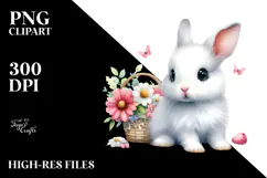 Digital Watercolor Baby Rabbit PNG Product Image 2
