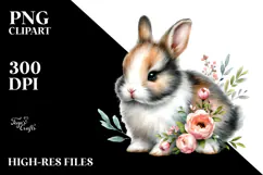 Digital Watercolor Baby Rabbit PNG Product Image 2