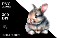 Digital Watercolor Baby Rabbit PNG Product Image 2