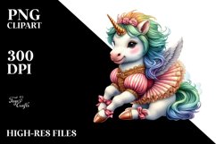 Colorful Watercolor Baby Unicorn Gavotte Dancer&#039;s Attire PNG Product Image 3