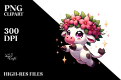 Cartoon Cow Flower Crown PNG Product Image 2