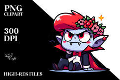 Cartoony Vampire with Flower Crown, Vector Art Product Image 2