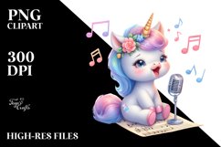 Cute Baby Unicorn Singing | Sublimation | Clipart Product Image 3
