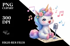 Cute Baby Unicorn Singing | Sublimation | Clipart Product Image 3