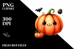 Cute Halloween Pumpkin Watercolor Clipart Product Image 3