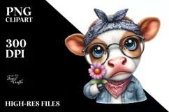 Expressive Cow in Watercolor | Sublimation | Clipart Product Image 3