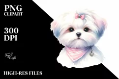 Watercolor Cute Maltese Pastel Sublimation Clipart Product Image 3