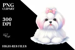 Watercolor Cute Maltese Pastel Sublimation Clipart Product Image 1