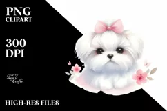 Watercolor Cute Maltese Pastel Sublimation Clipart Product Image 3