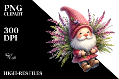 Cute Gnome with Heather Flower, PNG Product Image 2