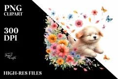 Colorful Cute Dog Tumbling Watercolor Product Image 1