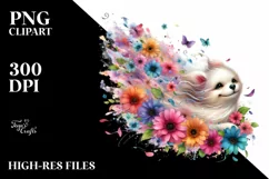Watercolor Cute Dog Petals Wind Sublimation Clipart Product Image 1