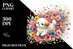 Watercolor Cute Dog Petals Wind Sublimation Clipart Product Image 3