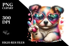 Detailed Puppy with Heart Sunglasses, PNG Product Image 2