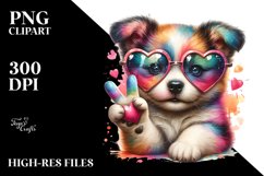puppy with Heart Shaped Sunglasses PNG Product Image 2