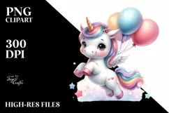 Cute Baby Unicorn Dancing with Balloons | Sublimation | Product Image 3