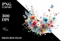 Colorful Wild Flowers Abstract PNG Product Image 1