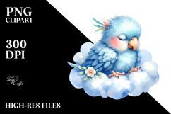 Cute Baby Parrot Cloud PNG Product Image 2